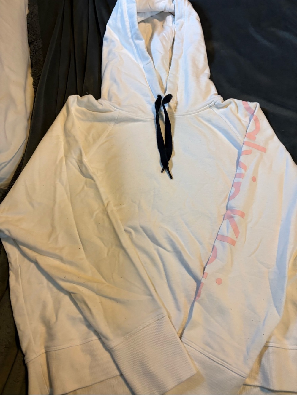 Calvin Klein White Hoodie with Pink Logo Accent